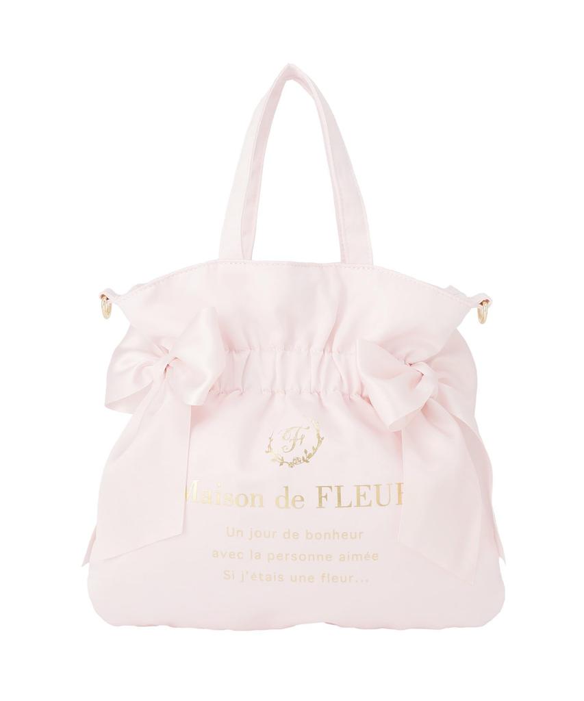 Maison de FLEUR Double Ribbon Tote Size Tote Bag 08001386100 2-Way Bag, Navy, F,
