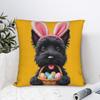 Bunny Ear Cute Scottish Terrier Dog Easter Eggs Pillow Cover Fashion Pillow Case For Office Car Home Decor Custom Pillowcases