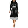 Midi Dress Large Hem Dressing Up Anti-fade Stylish Office Lady Vintage A-Line Mid-calf Length Dress for Wedding