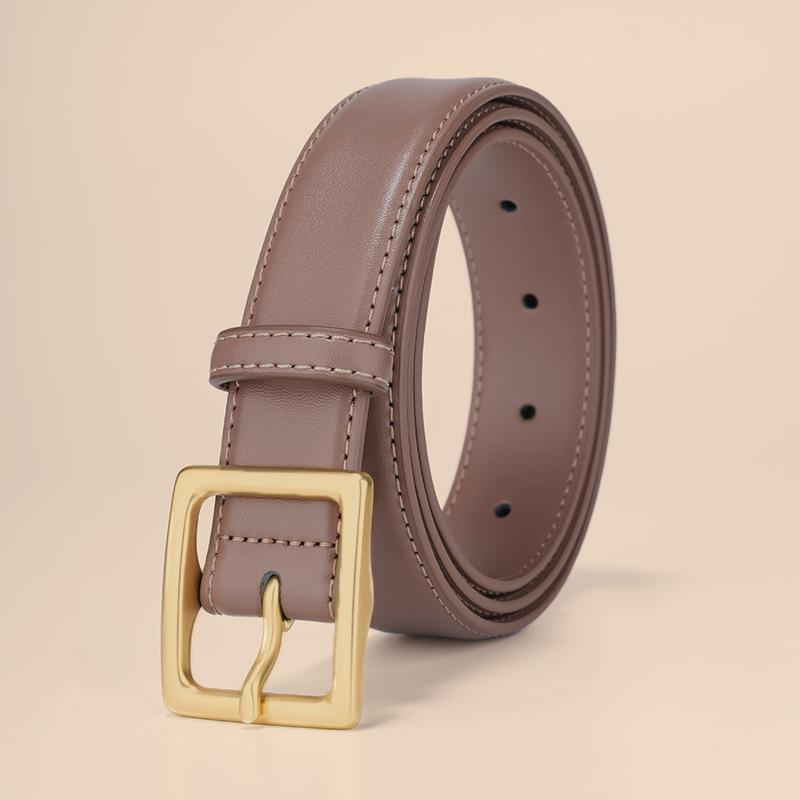 New Genuine Leather Belt for Women with Versatile Pin Buckle Simple Personality with Jeans Texture Belt Casual Niche Belt