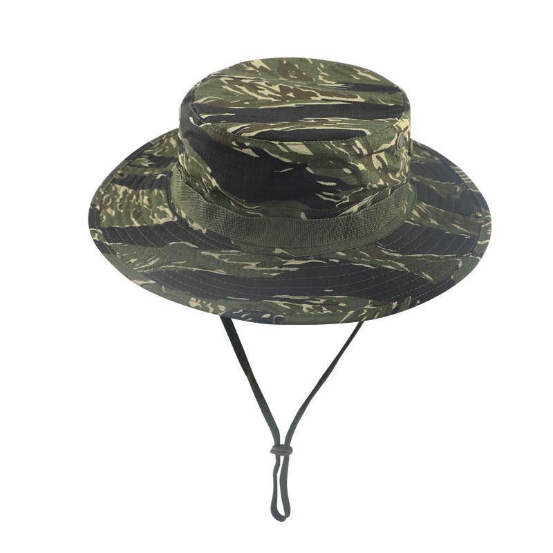 Men's Camouflage Bucket Hat Set: Multifunctional, Breathable, Sun-Protective Fishing Hat with Round Brim.
