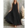 Plus Size Women's Summer  Solid V-neck Flowy Maxi Dress Vacation Beach Dress for TikTok Independent Station