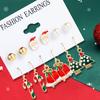 6 Paar Damen Weihnachts-Serie Ohrringe mit Weihnachtsmann Zirkonmuster Modische und niedliche Cartoon Legierung Ohrringe Accessoires