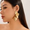 Exaggerated Leaf Drop Earrings Gold Color Plated Petal Pendant Earrings  Party Ear Accessories