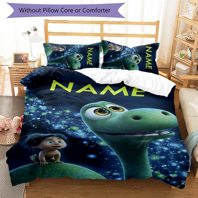 3pcs The Good Dinosaur1 Cover Set - Personalized Name, HD Printed Bedding with 1 Cover and 2 Pillowcases - Perfect for Home Decor, Easy Care