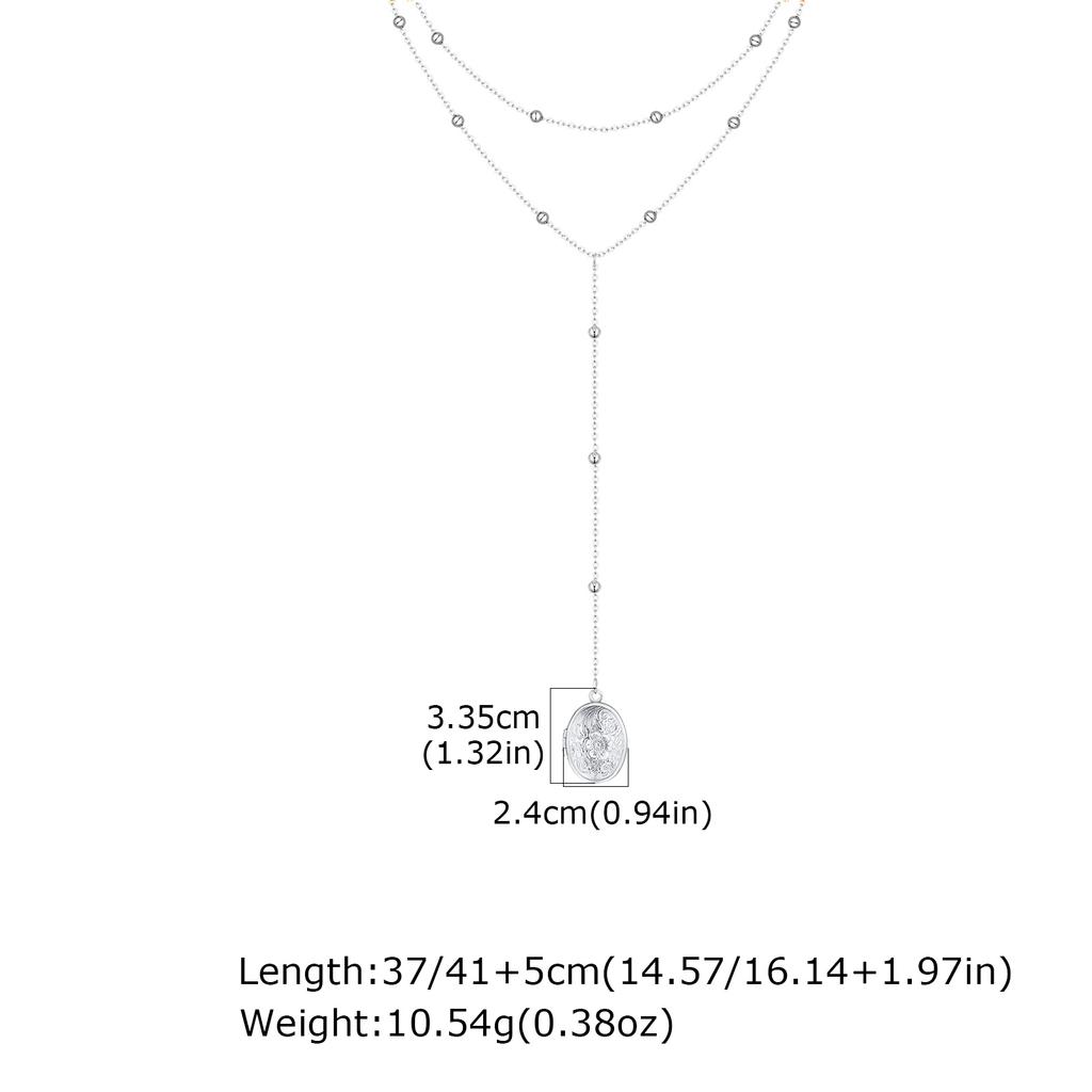 Classic Heart Locket Pendant Beaded Chain Necklace for Women Stainless Steel Family BFF Pendant Trendy Collar Jewelry Gifts