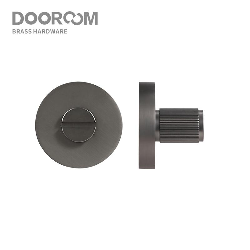 DOOROOM Brass Door Lock Key Escutcheon Plates Knurled Striped Thumbturn for Inside Door Room Bathroom Thumb Turn
