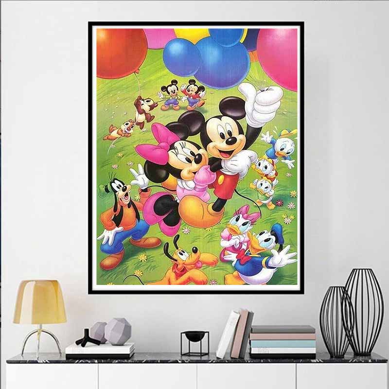 Disney Diamant PaintingEin fröhliches Gruppenporträt klassischer Charaktere 5D Strasssteinmosaik DIY Kreuzstich Geschenk/Heimdekoration