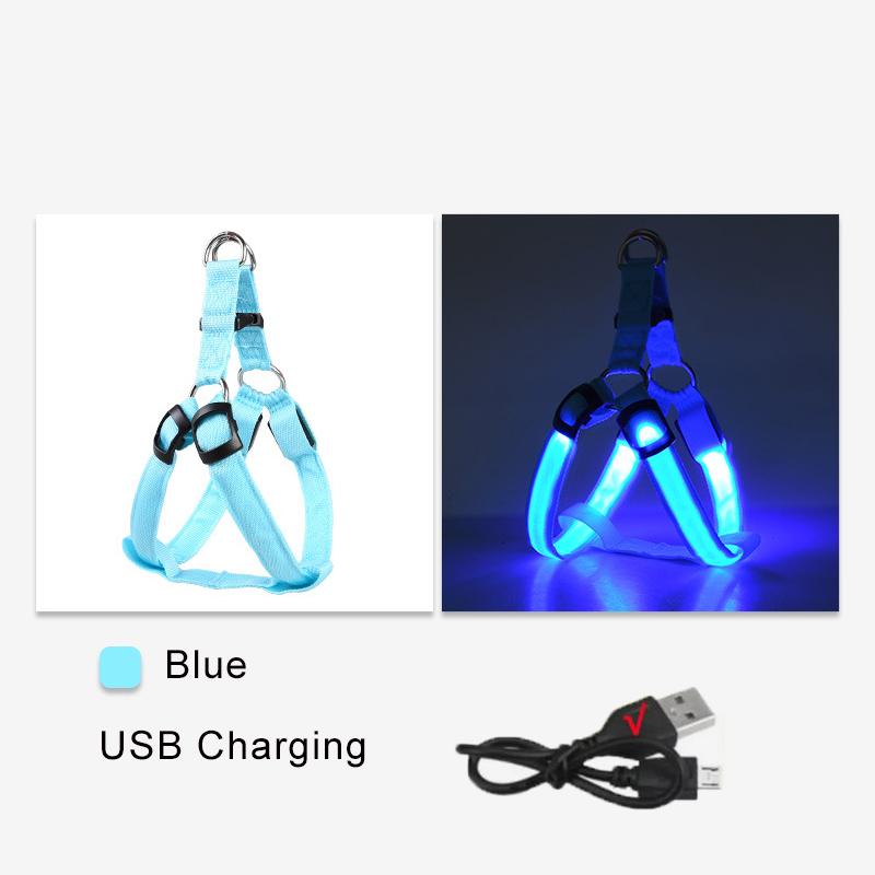 Pet Harness LED Dog Harness Nylon Cat Harness Night Safety Glowing Pet Vest Adjustable Luminous Dog Vest Dog Products