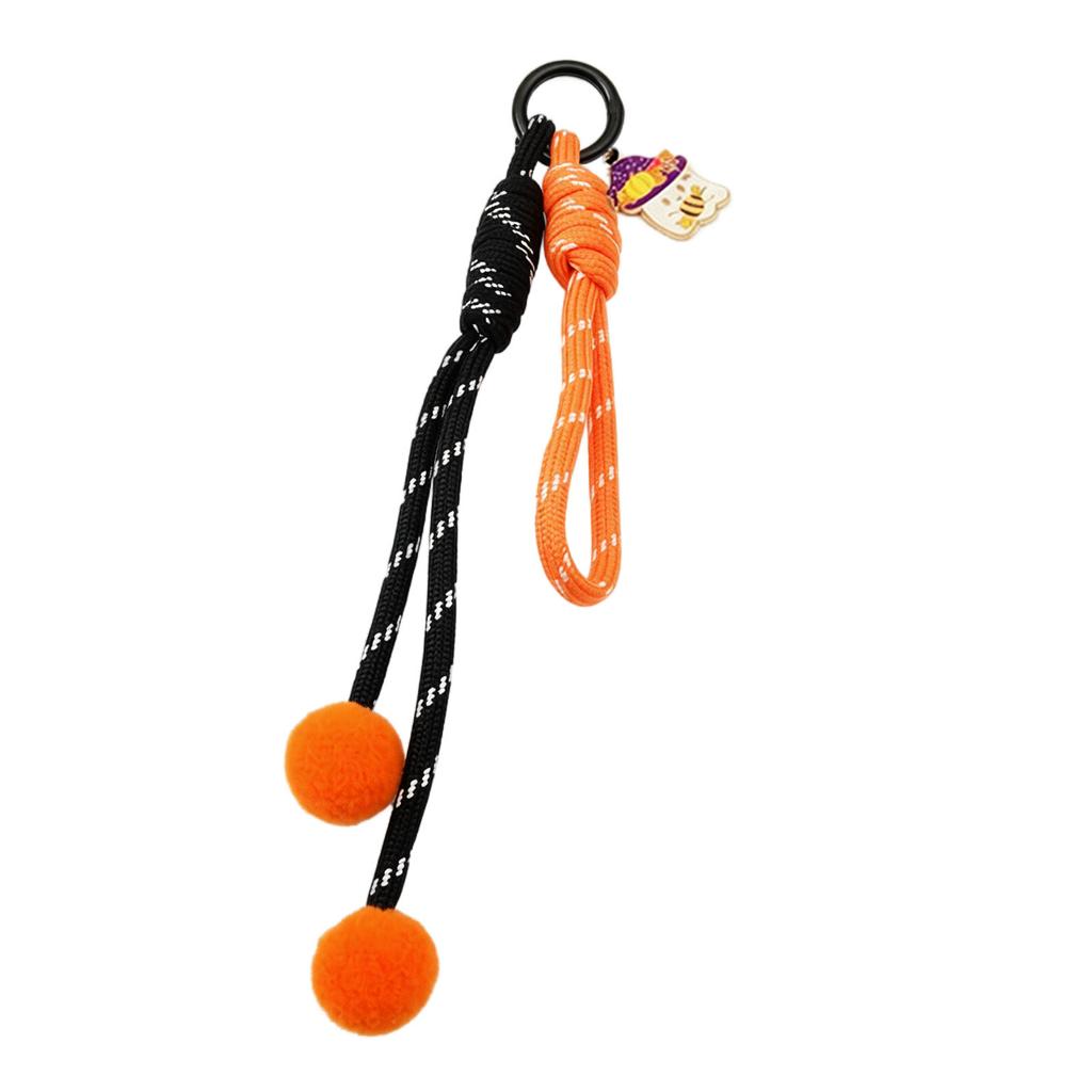 Halloween Pumpkin Keychain with Bat Charm and Rope Design Durable Lightweight Accessory for Bags and Keys Suitable for Seasonal Decoration
