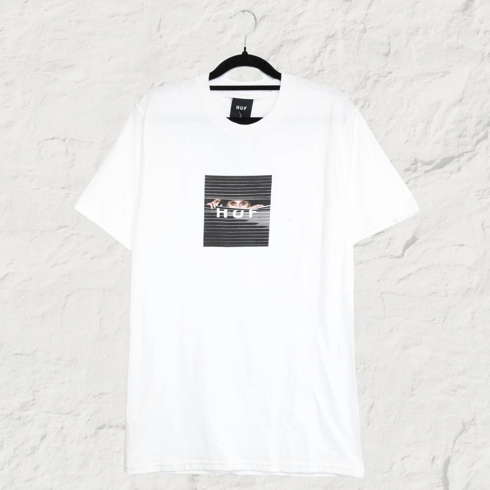 HUF Voyeur Logo Tee White Skate Streetwear Graphic T Shirt Size S S