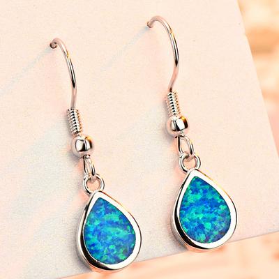 Daily Versatile White Water Drop Shaped Opal Earrings Women's Natural Casual Style Small Face Earrings
