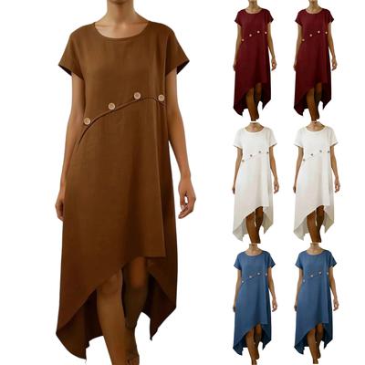 Rochie Casual de Modă pentru Femei, Confortabilă, cu Cusături și Butoni Decorativi, Colorată