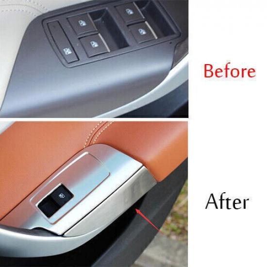 For Buick Regal 2009-2017 Silver Steel Inner Door Armrest Handle Cover Trim 4PCS