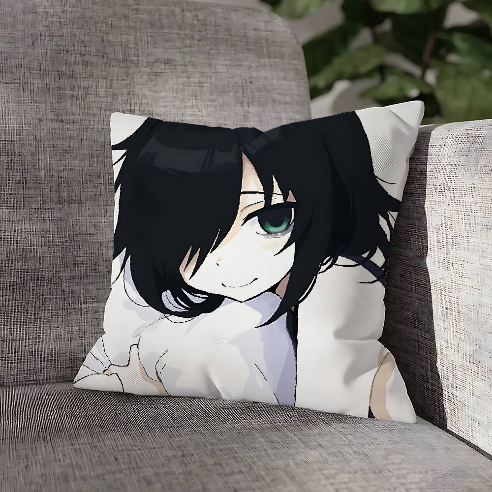 W-Watamote Tomoko Kuroki Pillow Case For Sofa Decor Car Office Room Printing Cushion Cover Decorations and Protector