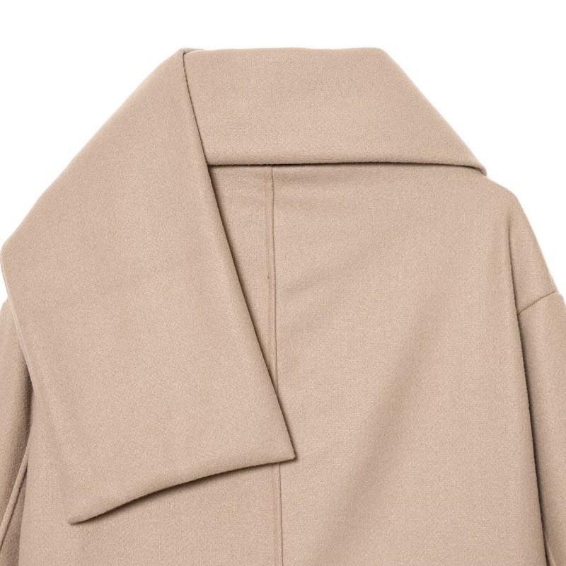Cappotto Lungo da Donna in Misto Lana con Collo a Sciarpa Vestibilità Regolare Inverno 2026 Capospalla Oversize