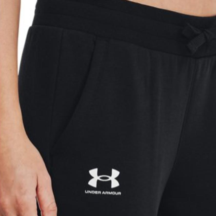 Under Armour Logo Print Elastic Waistband Sports Pants Women Bottoms Black 1373064-001