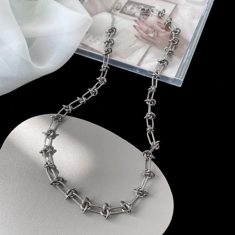 Gold Plated Stainless Steel Knotted Link Chain Necklace