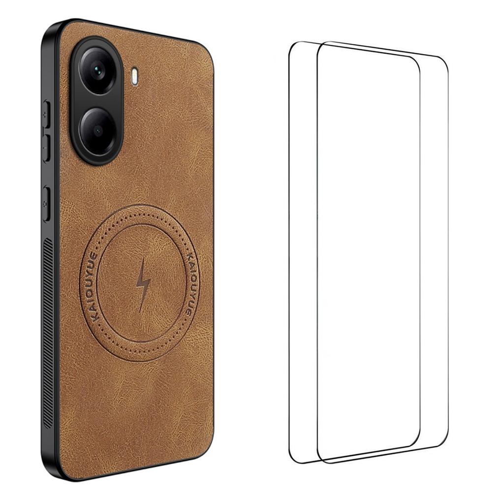 For Xiaomi Poco X7 Pro 5G/Xiaomi Redmi Turbo 4 5G Magnetic Case WANLONFENG SD Series PC TPU Phone Cover with 2Pcs Screen Film