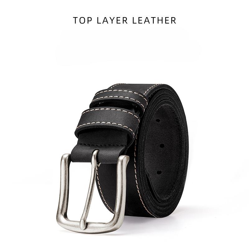 First Layer Cowhide Belt Men'S Retro Oil Wax Pin Buckle Leather Belt Men'S Cowhide Vegetable Tanned Belt Gift
