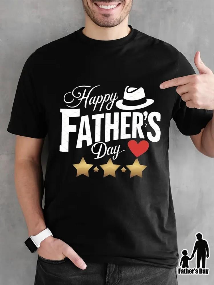 Men039;s Father039;s Day Cotton T-Shirt | Casual Crew Neck | Short Sleeve | Black with Unisex T-Shirt S
