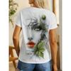 Summer T-shirt Ladies Abstract Art Portrait 3d Printing Fashion Casual Tops Contrast Color Design Women's Clothing