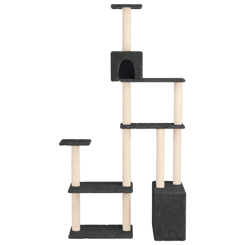 Cat Tree with Sisal Scratching Posts Dark Grey 177.5 Cm