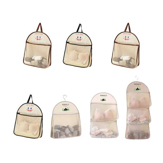Mesh Storage Bag Large Capacity Wardrobe Organizer Breathable Hanging Storage Net for Underwear Socks Towels Bedroom Dorm Travel