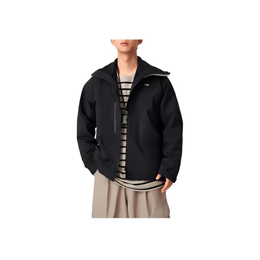 LI-NING Men's 2024 Winter Fleece-Lined Detachable 3-in-1 Sports Windbreaker Black AWBU031-2