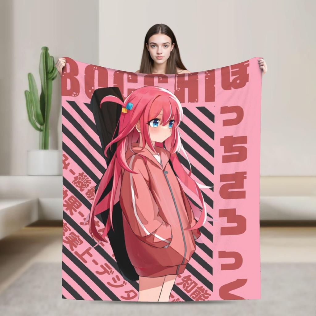 Bocchi the Rock! Hitori Gotou Blankets Anime Flannel Vintage Warm Throw Blankets for Bed Sofa Summer