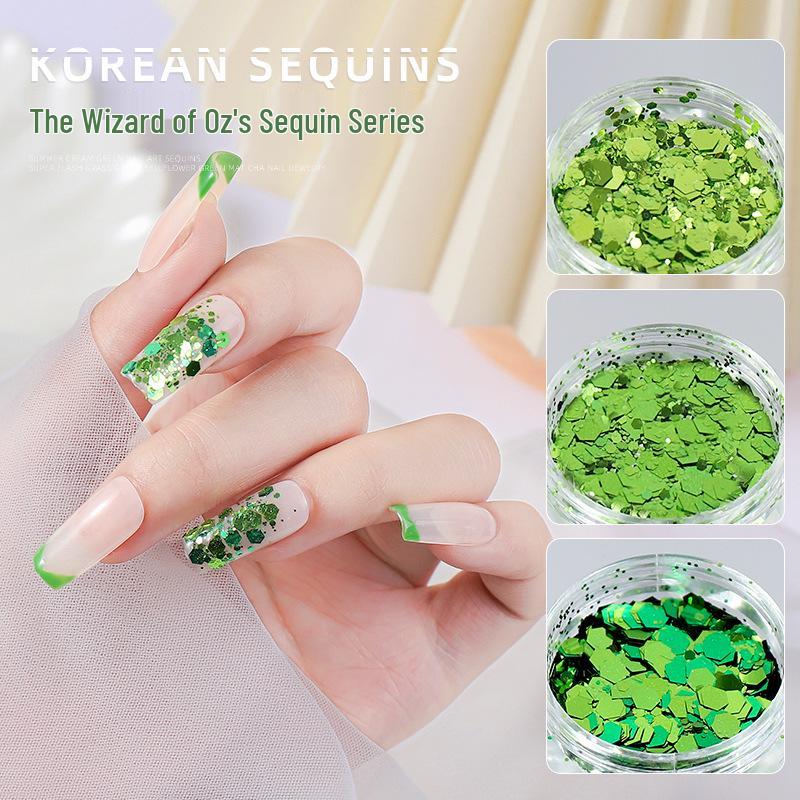 

Korean Iridescent Polarized Octagonal Green Gradient Gel Nail Decoration - 6 Colors
