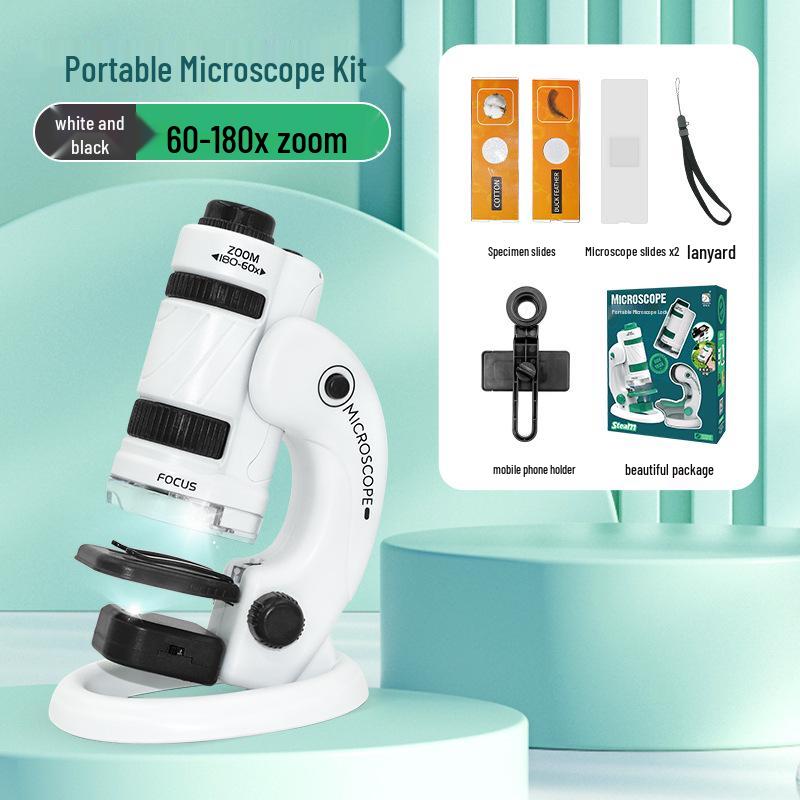 Portable Children's Microscope Science Experiment Set - Educational Toy for Primary & Middle School Students, Boys & Girls