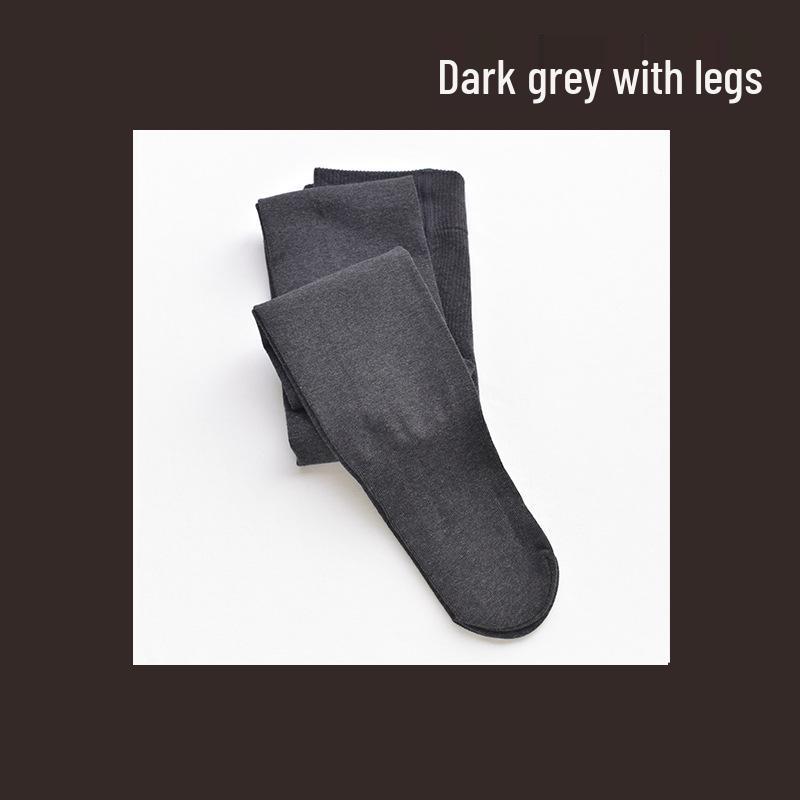 Autumn/Winter High Waist Gray Striped Cotton Base Layer Tights for Women