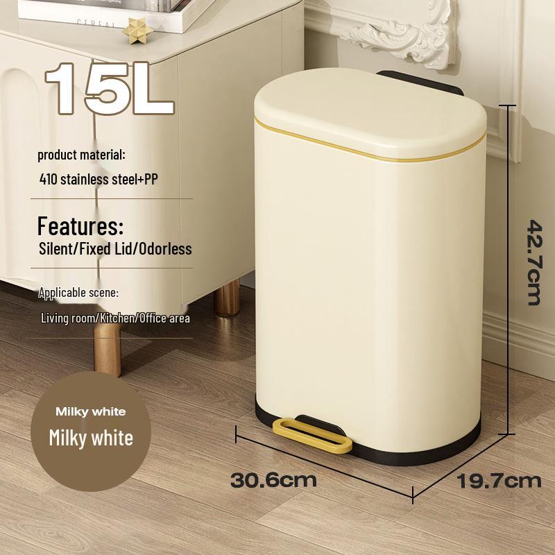 Stainless Steel Soft-Close Foot-Operated Trash Can for Kitchen, Living Room, and Bathroom