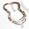 Bohemian Style Irregular Pearl Letter Multi-layer Combination Stacked Colorful Rice Bead Necklace for Men