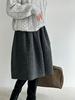Lu Xi Women's Korean Semi-Elastic Wool A-Line High-Waisted Umbrella Skirt - Autumn/Winter Bud Shape