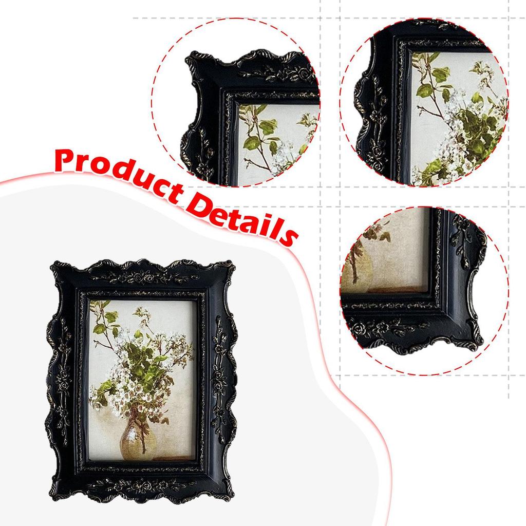 Picture Frame Decorative Photo Gallery Resin Photo Frame Ornate Retro Design for Office Graduation Wedding Tabletop Living Room