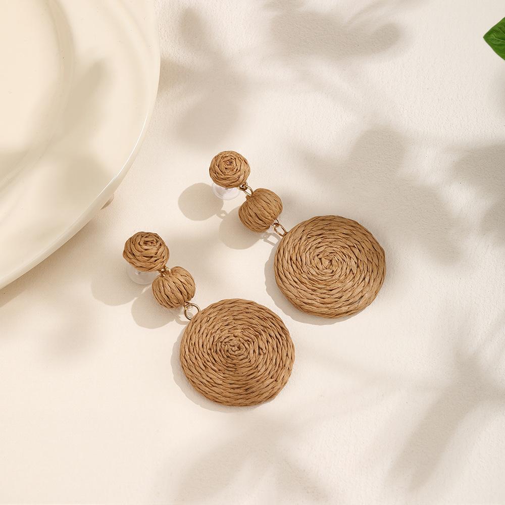 Серьги-гвоздики Raffinia Circle, Серьги-гвоздики в тропическом пляжном бохо стиле, Женские серьги-подвески ручной работы