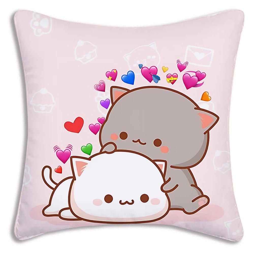 Cute PeachS And G-GomaS Pillow Covers Cartoon Sofa Decorative Home Double-sided Printing Short Plush Cute Cushion Cover
