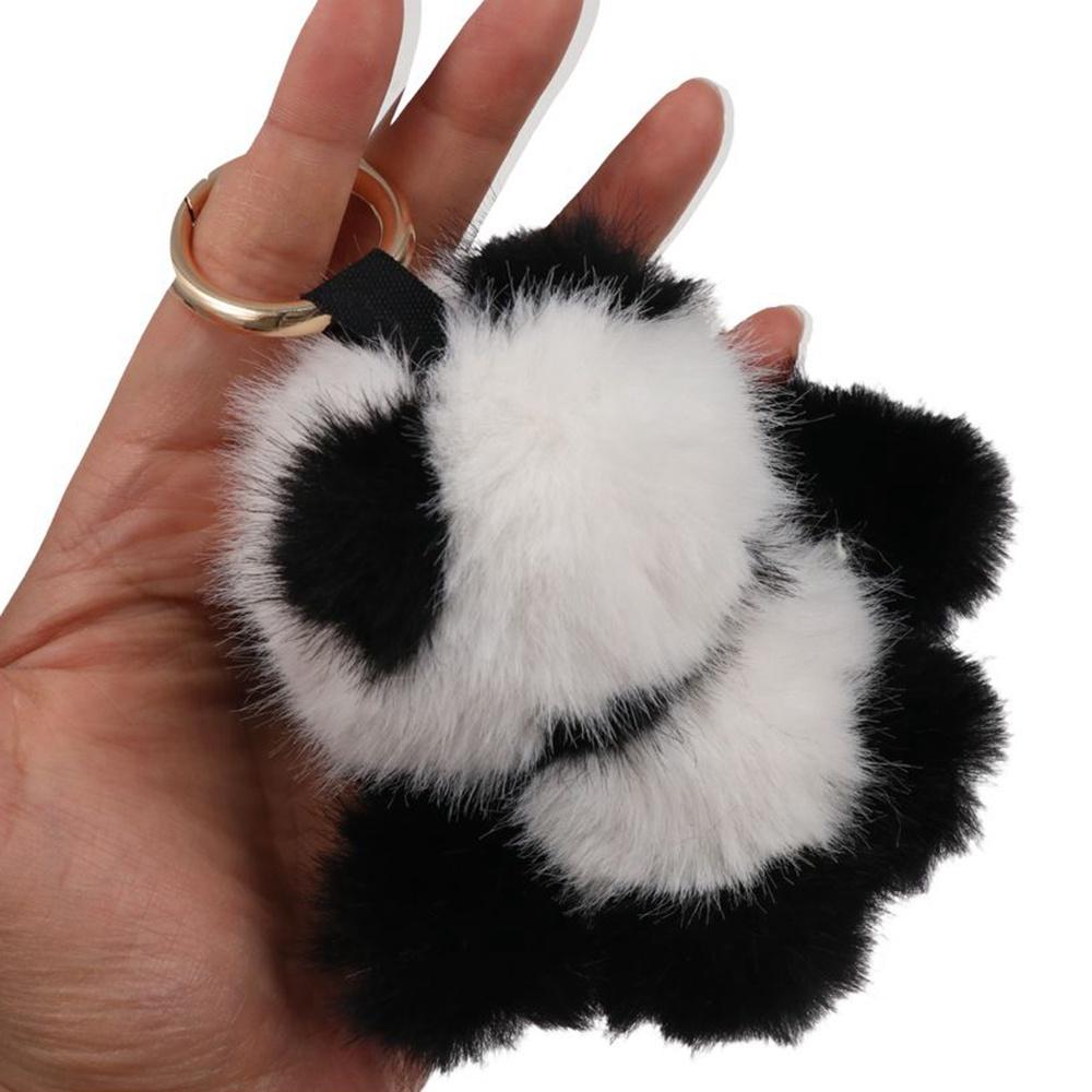 Animal Dolls Panda Furry KeyChain Imitation Mink Fur Mink Hair Keyrings  Bag Charm