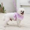 Kawaii Dog Harness Leash Set Floral Design Pet Chest Strap Pet Vest Style Harness  Training Use