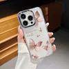 Luxury Electroplating Lens Frame Butterfly Print Case For iPhone 15 16 Pro Max Plus 14 13 12 Pro 11 Transparent TPU Phone Cover