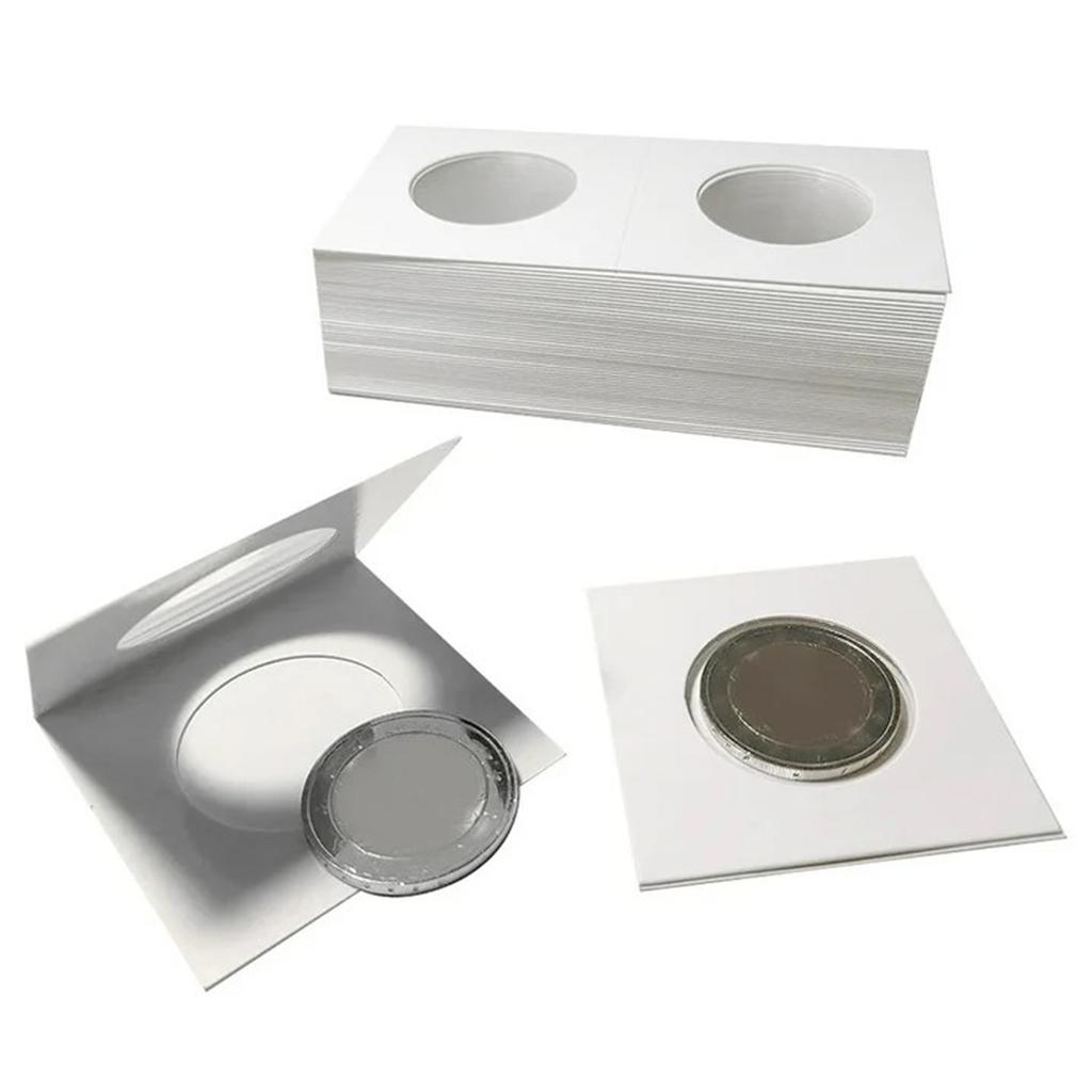 Virwir 50pcs Coin Holders for Collectors Cardboard Coins Flips Sleeves for Coins Storage Supplies for Dollars Penny Quarter Coins Collecting