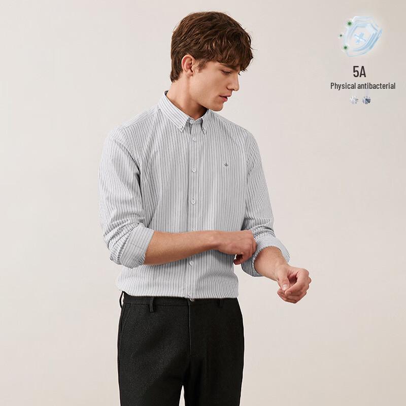 Navigare Men's Combed Cotton Long-Sleeve Striped Shirt