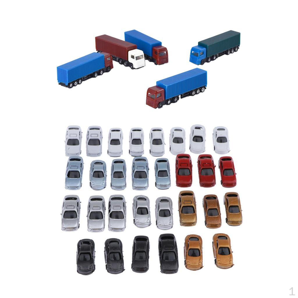 30pcs Painted Model Cars And 5pcs Truck Building Train Layout Z :200