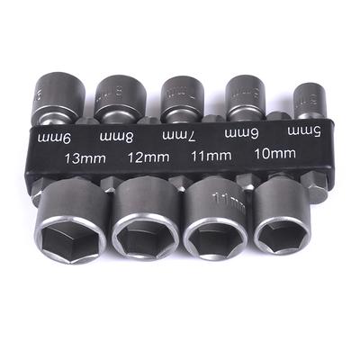 9Pc Starke Buchse Kombination Sechskant-Steckschlüssel Schraubendreher 5-13Mm Wind Batch Buchse