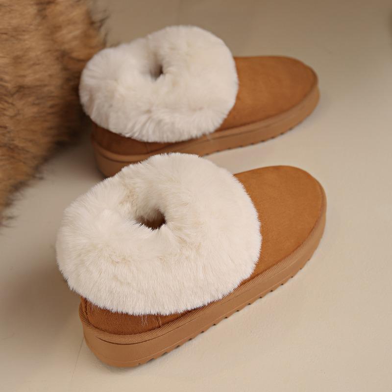 Herfst en winter nieuwe dikke zool pluizige sneeuwschoenen dames Koreaanse versie van opgestapelde en verdikte katoenen laarzen mouw luie één-pedaal katoenen schoenen