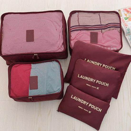 

Водонепроницаемый дорожный органайзер в корейском стиле: Набор из 6 предметов вино красного