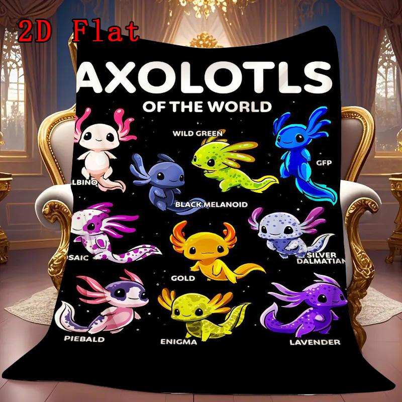 Colorful Cartoon Salamander 2D Flat Pattern Flannel Blanket High Quality All Seasons Warmth and Comfort Perfect for Christmas Gifts.
