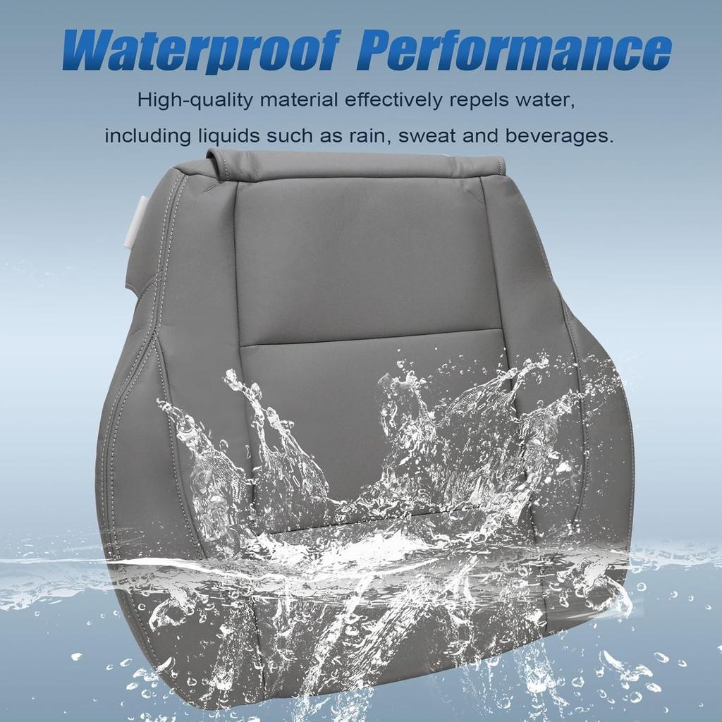 SecosAutoparts Driver Bottom Leather Replacement Seat Cover Gray Compatible with Nissan Titan LE XE 2005 2006 2007 2008 2009 2010 2011 2012 2013 2014